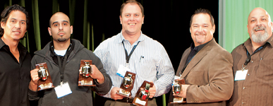 Willy Allison (managing director: World Game Protection, USA) (left), Jesse Velez (lead agent: L’Auberge Du Lac Casino, USA), Greg Harker (Peermont Group surveillance and security manager), Steve Van Slyke (surveillance director: Sycuan Gaming Commission, USA) and Darrin Hoke (surveillance director: L’Auberge Du Lac Casino, USA).